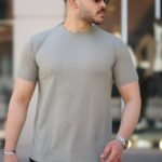 Erkek Ağaç Kabuğu Desenli Kısa Kollu T-shirt