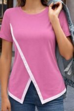 Kadın Kısa Kollu Bisiklet Yaka Viskon Bluz - Görsel 2