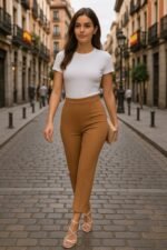 Kadın Yüksek Bel Ithal Krep Pantolon - Görsel 2