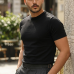 Erkek Basic Bisiklet Yaka Kısa Kollu Triko Tişört - %100 Pamuk Akrilik