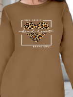 Kadın Uzun Kollu Bisiklet Yaka Desenli Viskon Iki Iplik Bluz - Görsel 2