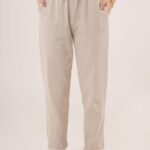 Cepli Belden Bağlamalı Paça Detaylı Krem Pantolon