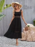 Kadın Askılı Dantel Detaylı Kiloş Janjan Krep Elbise - Görsel 2