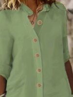 Kadın Kısa Kollu Hakim Yaka önden Düğmeli Kısa Müslim Elbise - Görsel 2