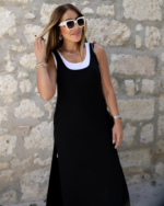 Kadın Askılı Yuvarlak Yakalı Cepli Yırtmaç Detaylı Viskon Elbise Ve Atlet Ikili Takım - Görsel 6