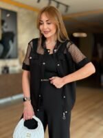 Kadın Fileli Kapüşonlu Modal Ceket - Görsel 7