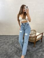 6373 DENİM SLIM PALAZZO FIT-MAVİ - Görsel 5