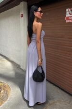 Göğsü Gipeli Straplez Elbise 2878 - Görsel 6