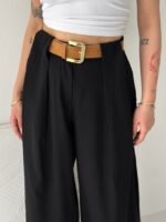 Kadın Pileli Kemerli Pantolon - Görsel 2