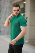 Erkek Düğmeli Yaka Waffle Kumaş Kısa Kollu Tişört - Görsel 2