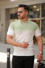 Erkek Hemşire Yaka çift Renk Kısa Kollu Tişört