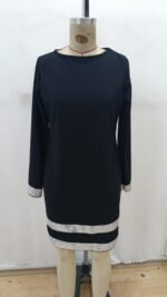 Kadın Uzun Kollu Bisiklet Yaka Mini Ithal Krep Elbise - Görsel 5