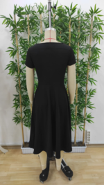 Kadın Kısa Kollu V Yakalı önden Pileli Janjan Krep Elbise - Görsel 8