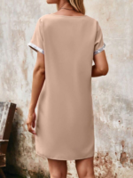 Kadın Yaka Ve Kol Pul Payet şeritli Ithal Krep Elbise - Görsel 5