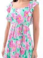 5370 ELBİSE-PEMBE GÜL DESEN - Görsel 2