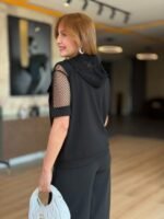 Kadın Fileli Kapüşonlu Modal Ceket - Görsel 3