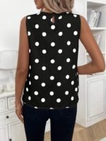 Kadın Askılı Yakası Büzgülü Puantiyeli Atlas Bluz - Görsel 2