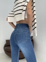 Yüksek Bel Likralı Jean Pantolon 90 Cm - Görsel 5