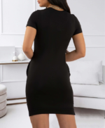 Kadın Ananas Baskılı Kısa Kol Viskon Elbise - Görsel 3