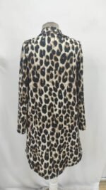 Kadın Uzun Kollu Yakalı önden Düğmeli Leopar Desenli Modal Midi Elbise - Görsel 10