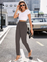Kadın Yüksek Bel Cepli Rahat Kesim Ithal Krep Pantolon - Görsel 4