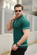 Erkek Fermuarlı Yakalı Kısa Kollu T-shirt - Görsel 2