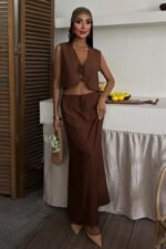 Yelek Önden Bağlamalı Uzun Etekli Takım 10192 - Görsel 6