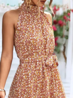 Kadın Eteği Volanlı Halter Yaka Süprem Elbise - Görsel 4