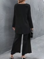 Kadın Uzun Kollu Asimetrik Detaylı Salaş Sandy Bluz Ve Pantolon Ikili Takım - Görsel 2