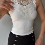 Kadın Ottoman Kumaş Dantel Detaylı Bluz