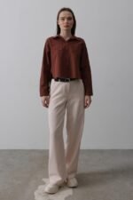 Kemerli Palazzo Pantolon - Pudra - Görsel 4