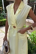 Göbeği Halka Detaylı Midi Boy Elbise 2896 - Görsel 3