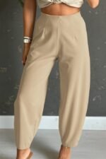 Kadın Yüksek Bel Krep Pantolon - Görsel 4