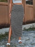 Kadın Yüksek Bel Yandan Yırtmaçlı Uzun Viskon Etek - Görsel 2