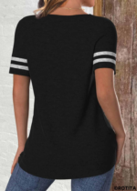 Kadın Kısa Kollu Bisiklet Yaka çift Renkli Viskon Bluz - Görsel 2