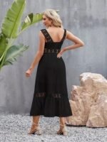 Kadın Askılı Dantel Detaylı Kiloş Janjan Krep Elbise - Görsel 6