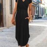 Kadın Kısa Kollu Hakim V Yaka Viskon Elbise