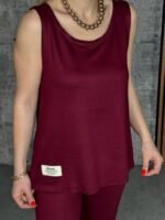 Kadın Askılı Yuvarlak Yaka Viskon Iki Iplik Bluz Ve Eşofman Altı Ikili Takım - Görsel 2