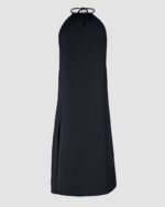 Kadın Boyundan Askılı Halter Kollu Viskon Elbise - Görsel 4