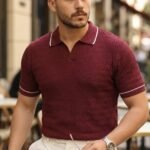 Erkek Zikzak Dokulu Yakalı Kısa Kollu Triko