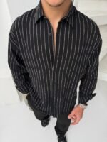 Erkek Çizgili Keten Gömlek