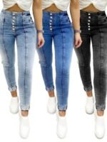 Kadın Yüksek Bel önden Düğmeli Jean Pantolon - Görsel 4