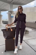 Kadın Uzun Kollu Balıkçı Yaka Belden Lastikli Modal Bluz Ve Pantolon Ikili Takım - Görsel 4