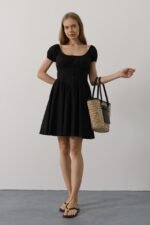 Beli Korseli Mini Elbise - Siyah - Görsel 2