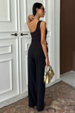 Tek Omuz Büstiyer Plazzo Pantolon Viscon Takım 10159 - Görsel 3