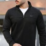 Erkek Süet Yarım Fermuar Dik Yaka Sweat