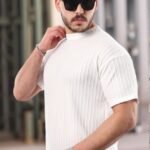 Erkek Kısa Kollu örgü Kumaş Bisiklet Yaka T-shirt