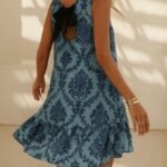 Kadın Kolsuz Sırttan Bağlamalı Fırfırlı Leopar Desenli Süprem Elbise