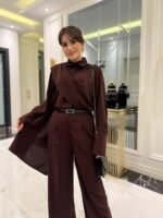 Kadın Uzun Kollu şal Detaylı Bluz Ve Pantolon Ikili Takım (kemer Dahil Değil) - Görsel 6