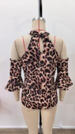 Kadın Kısa Kollu Omuzlardan Açık ön çapraz Detaylı Süprem Bluz - Görsel 8